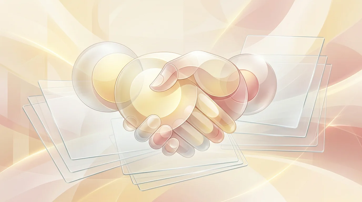 Ilustracja transparentnej współpracy edukacyjnej i dokumentów, obraz 1200x700 px